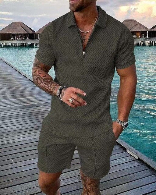 Eleganzo - Luxuriöses Sommer-Polo und Short-Set für Männer