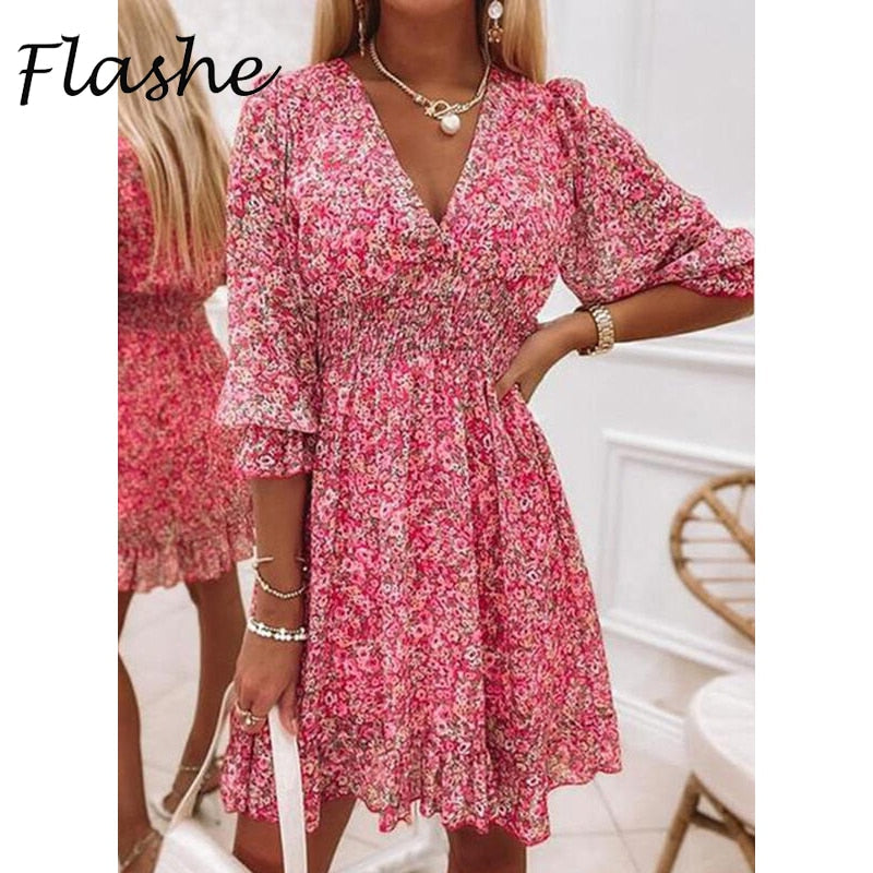 Verola -  Wunderschön gemachtes halbes Sommerkleid mit kurzen Ärmeln
